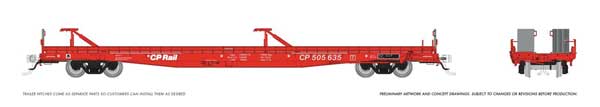 Rapido 1130003 HO scale Marine Industries Piggyback Flatcar, 6-pack, Canadian Pacific
