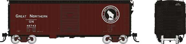 Rapido 1105002 HO scale Great Northern-Built 40' Double-Sheathed Boxcar, 6-pack, Great Northern