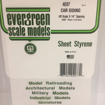 Evergreen 4037 .037" White Styrene HO Scale Freight Car Siding HO Scale - package