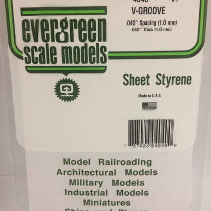 Evergreen 4040 .040" White Styrene V Groove Siding All Scales - package