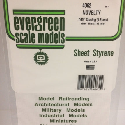 Evergreen 4062 .060" White Styrene Novelty Siding All Scales - package
