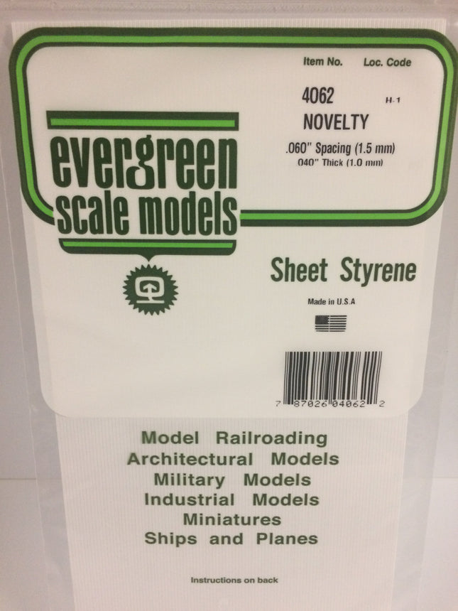 Evergreen 4062 .060" White Styrene Novelty Siding All Scales - package