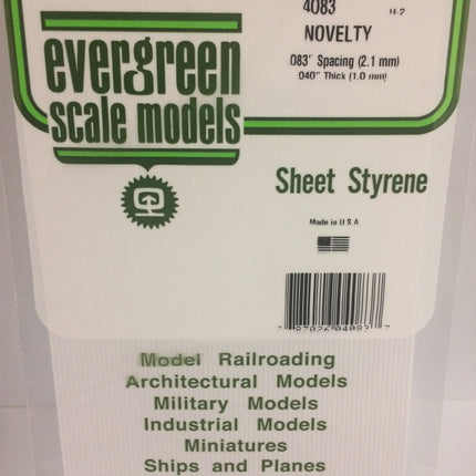 Evergreen 4083 .083" White Styrene Novelty Siding All Scales - package