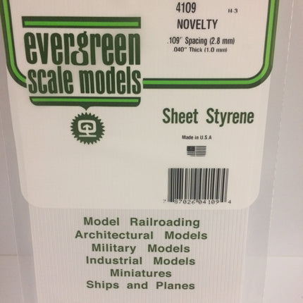 Evergreen 4109 .109" White Styrene Novelty Siding All Scales - package