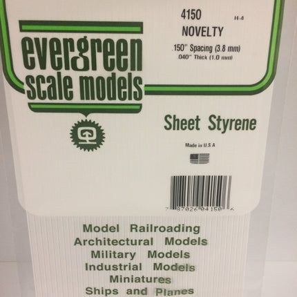 Evergreen 4150 .150" White Styrene Novelty Siding All Scales - package