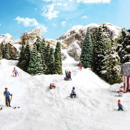 Woodland Scenics 2221 | Children Sledding - Painted Figures | N Scale