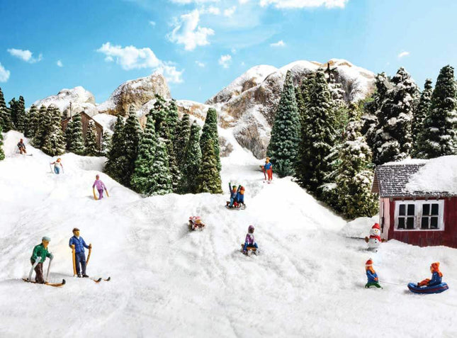 Woodland Scenics 2221 | Children Sledding - Painted Figures | N Scale