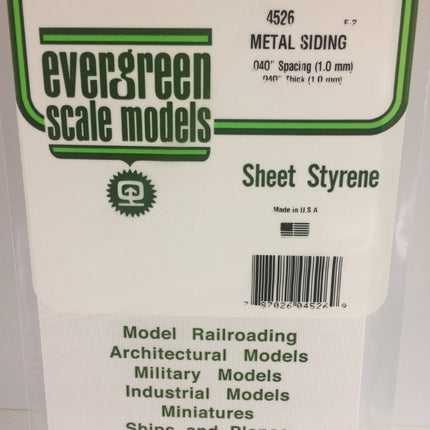 Evergreen 4526 .040" White Styrene Corrugated Siding All Scales - package