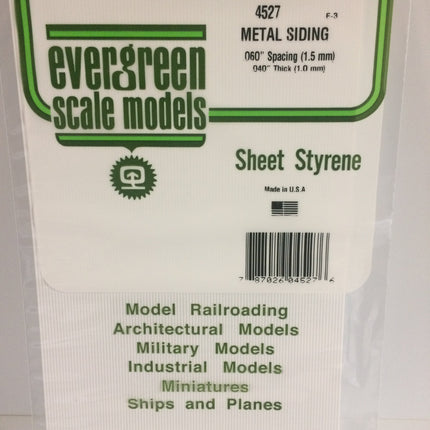 Evergreen 4527 .060" White Styrene Corrugated Siding All Scales - package
