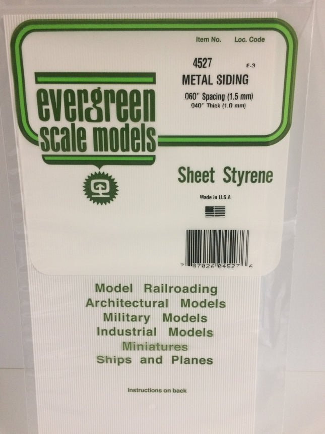 Evergreen 4527 .060" White Styrene Corrugated Siding All Scales - package