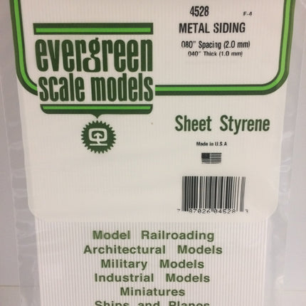Evergreen 4528 .080" White Styrene Corrugated Siding All Scales - package