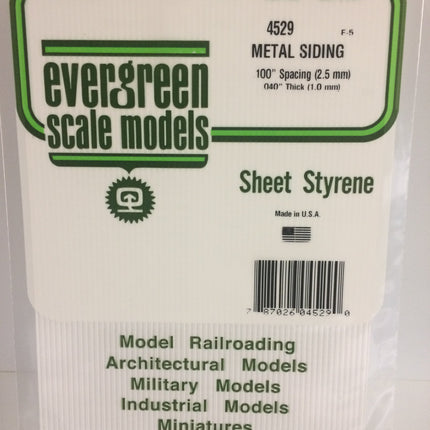 Evergreen 4529 .100" White Styrene Corrugated Siding All Scales - package