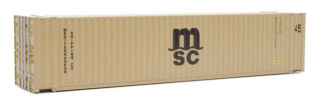 Walthers SceneMaster 949-8565 HO scale 45' CIMC container in Mediterranean Shipping Co. beige and black