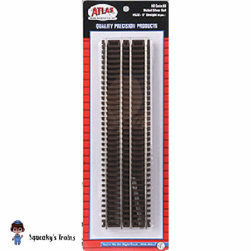 Atlas 520 9" Straight Track 6 Pack with Code 83 nickel silver rail for HO scale model train layouts.