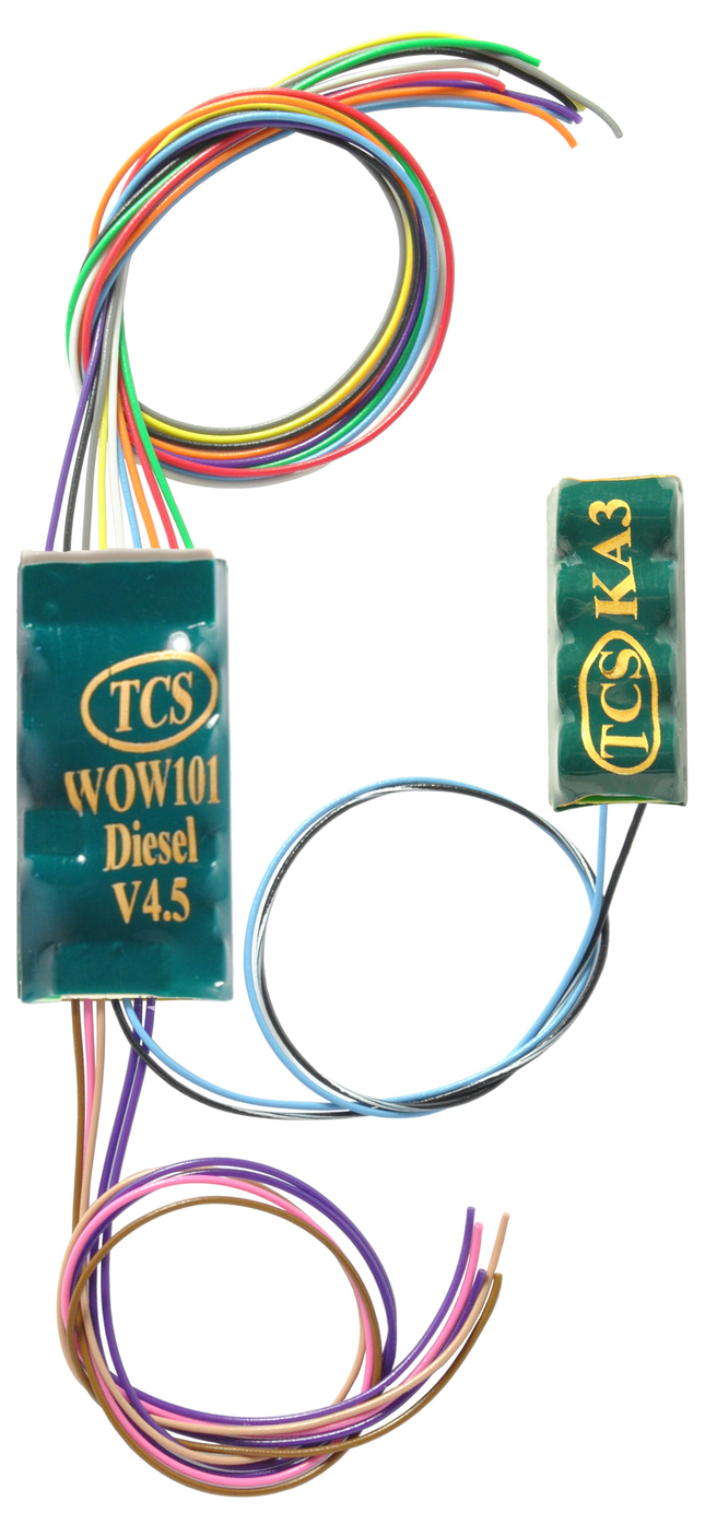 TCS 1533 WOW101-KA Diesel sound decoder with KA3 Keep Alive on the auxiliary harness