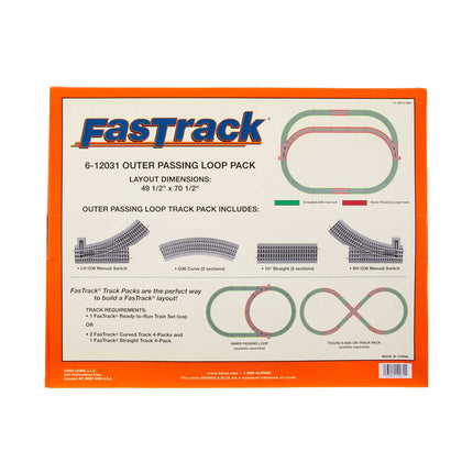 Lionel 6-12031 | FasTrack Outer Passing Loop Add-On Track Pack | O Gauge