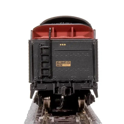 N Scale Pennsylvania Railroad #9630 USRA 2-8-2 Light Mikado train rear view on track.