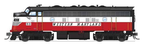 Broadway Limited 10564 HO scale EMD F7 A-Unpowered B Set, Western Maryland #53, 408