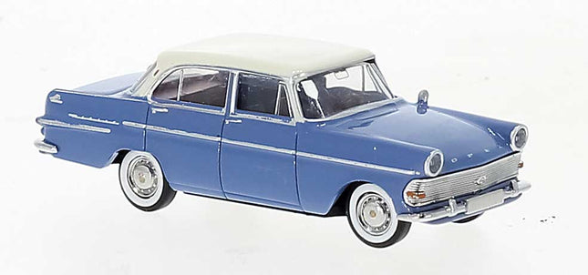 Brekina Automodelle 20148 | 1960-1963 Opel Rekord PII Sedan - Blue, White - Assembled | HO Scale