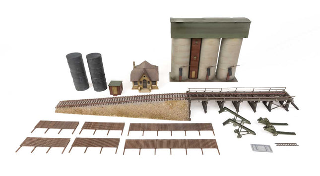 Walthers Cornerstone 933-4094 Vintage Coal Dealer Kit HO Scale - all kit parts laid out