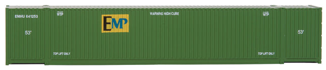 Walthers SceneMaster 949-8503 HO scale 53' Singamas corrugated-side container in EMP green - side view
