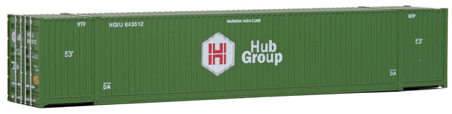 Walthers SceneMaster 949-8505 HO scale 53' Singamas corrugated-side container in Hub Group green