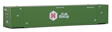 Walthers SceneMaster 949-8505 HO scale 53' Singamas corrugated-side container in Hub Group green - side view