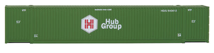 Walthers SceneMaster 949-8505 HO scale 53' Singamas corrugated-side container in Hub Group green - opposite side