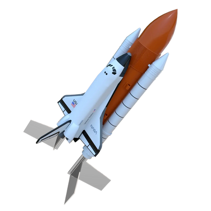 Estes Rockets Space Shuttle model with detachable boosters ready for launch, perfect for beginners and space enthusiasts.