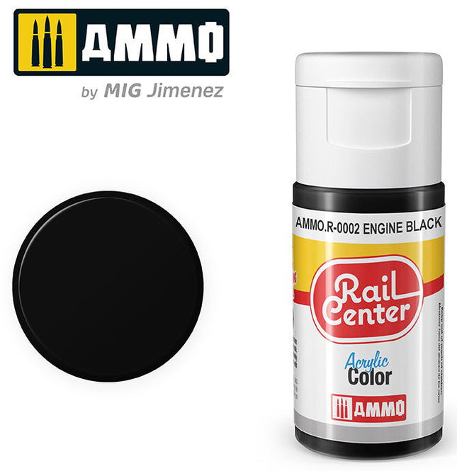 AMMO R-0002 | Engine Black (15 ML) | Acrylic Paints By Mig Jimenez - Squeaky's Trains