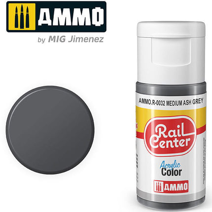AMMO R-0032 | Medium Ash Gray (15 ML) | Acrylic Paints By Mig Jimenez - Squeaky's Trains