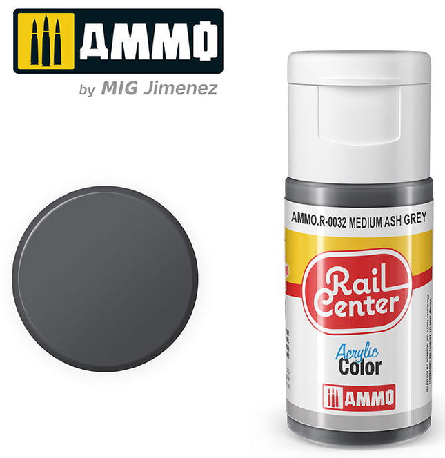 AMMO R-0032 | Medium Ash Gray (15 ML) | Acrylic Paints By Mig Jimenez - Squeaky's Trains
