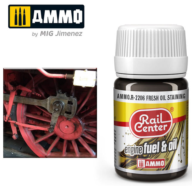 AMMO R-2206 | Fresh Oil Staining (35 ML) | Acrylic Paints By Mig Jimenez - Squeaky's Trains