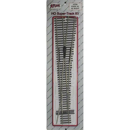 Atlas #506 Code 83 #6 Turnout Right Nickel Silver Rail (HO Scale) - Squeaky's Trains