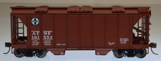 Bowser 43238 | H34 Covered Hopper Cars - Atchison Topeka & Santa Fe - Blt 1-49 Repack 1-49 Road #181609 | HO Scale - Squeaky's Trains