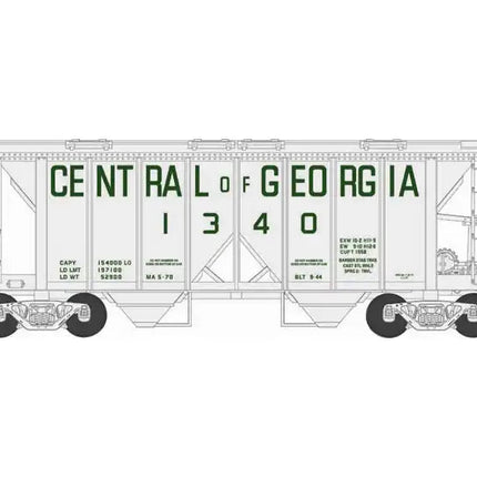 Bowser 43250 | H34 Covered Hopper Cars - Central of Georgia - Blt 9-44 Repack 5-70 Road #1340 | HO Scale - Squeaky's Trains