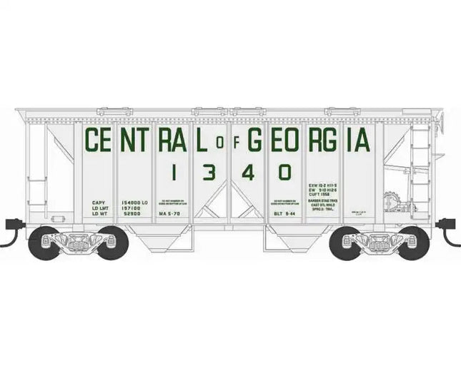 Bowser 43250 | H34 Covered Hopper Cars - Central of Georgia - Blt 9-44 Repack 5-70 Road #1340 | HO Scale - Squeaky's Trains