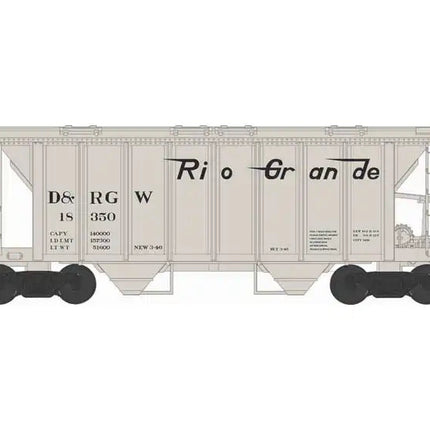 Bowser 43256 | H34 Covered Hopper Cars - Denver & Rio Grande Western - Blt 3-46 Repack 3-46 Road #18350 | HO Scale - Squeaky's Trains