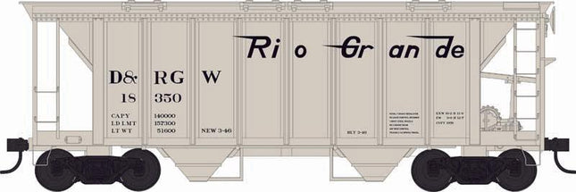 Bowser 43258 | H34 Covered Hopper Cars - Denver & Rio Grande Western - Blt 3-46 Repack 3-46 Road #18362 | HO Scale - Squeaky's Trains