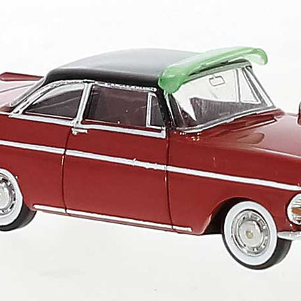 Brekina Automodelle 20070 | 1960 Opel P II Coupe - Red, Black - Assembled | HO Scale - Squeaky's Trains