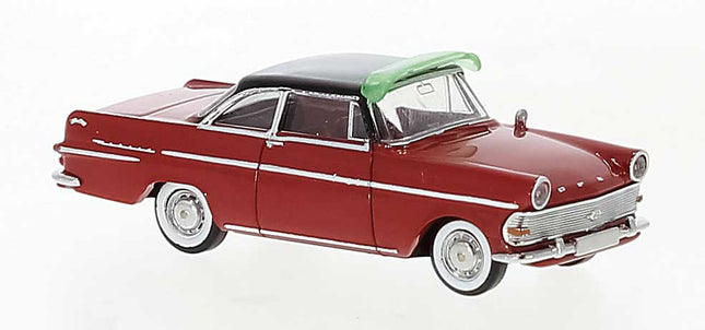 Brekina Automodelle 20070 | 1960 Opel P II Coupe - Red, Black - Assembled | HO Scale - Squeaky's Trains