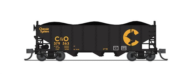 Broadway Limited 7155 | 3-Bay Hopper, Chessie System (C&O), Black w/ Yellow, 2-pack B | N Scale - Squeaky's Trains