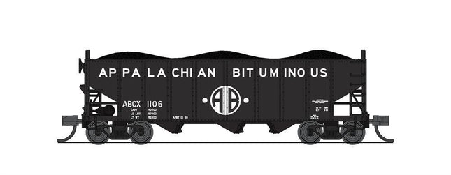 Broadway Limited 7158 | 3-Bay Hopper, Appalachian Bituminous, Black/White, 2-pack A (Fantasy Paint Scheme) | N Scale - Squeaky's Trains