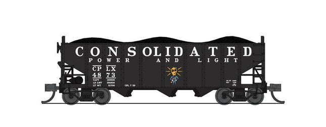 Broadway Limited 7160 | 3-Bay Hopper, Consolidated Power & Light, Black/White, 2-pack A (Fantasy Paint Scheme) | N Scale - Squeaky's Trains