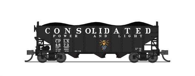 Broadway Limited 7161 | 3-Bay Hopper, Consolidated Power & Light, Black/White, 2-pack B (Fantasy Paint Scheme) | N Scale - Squeaky's Trains