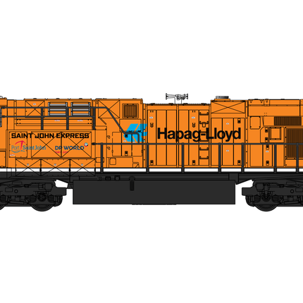 Kato N Scale diesel locomotive GE ES44AC Canadian Pacific Hapag-Lloyd model with orange livery.
