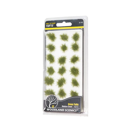 Woodland Scenics FS771 Medium Green Grass Tufts Peel n Place 21pc Any Scale