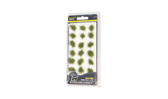 Woodland Scenics FS771 Medium Green Grass Tufts Peel n Place 21pc Any Scale