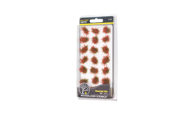 Woodland Scenics FS773 Red Flowering Tufts Any Scale - 21pc peel and place package