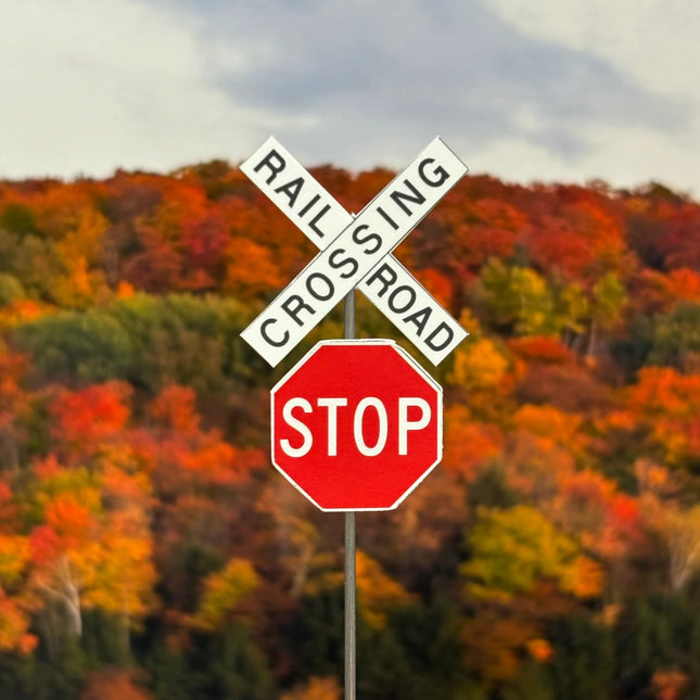 Lineside Details LD-5131 | Modern Crossbucks w/ Stop Sign 2-Pack | HO Scale